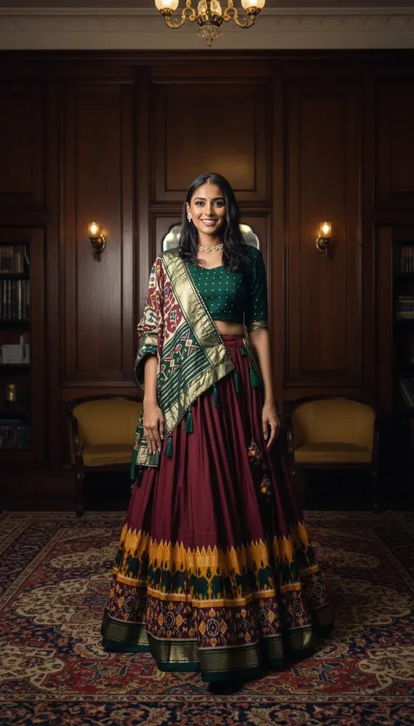 Maroon_Dola_Silk_Patola_Print_Lehenga_Choli_For_Women