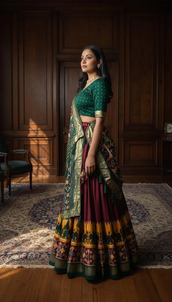 Maroon_Dola_Silk_Patola_Print_Lehenga_Choli_For_Women