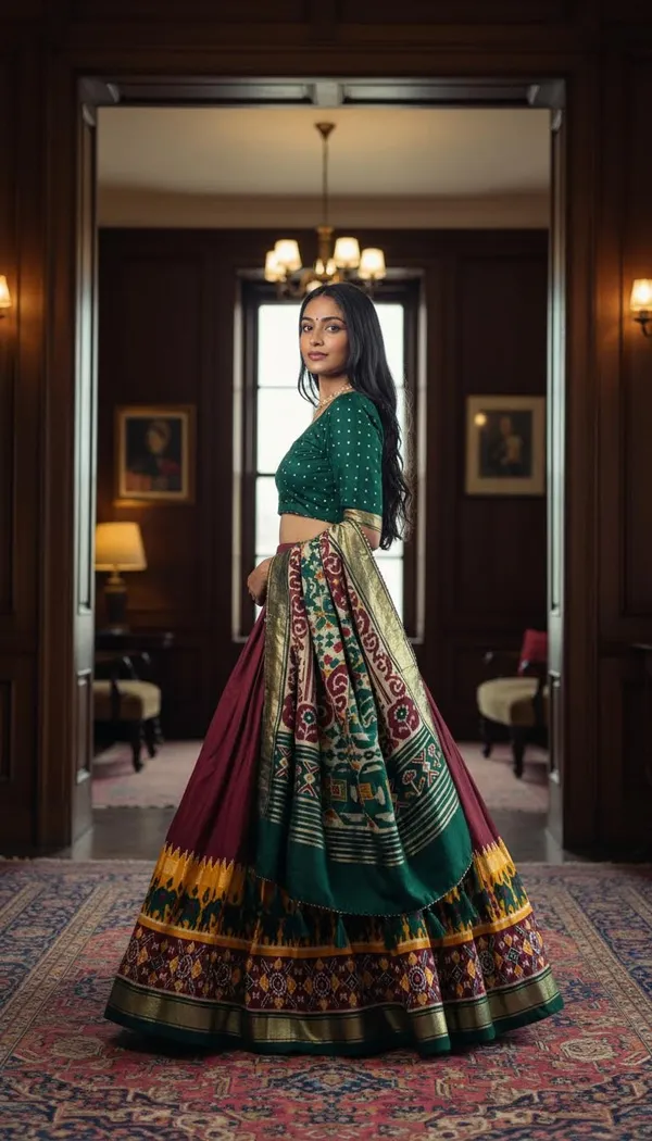 Maroon_Dola_Silk_Patola_Print_Lehenga_Choli_For_Women