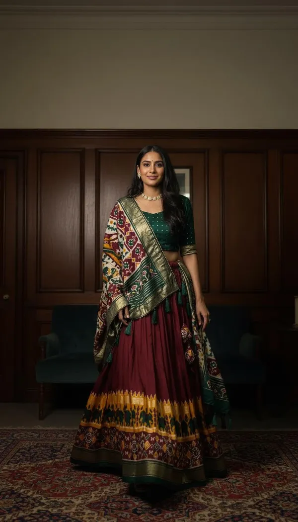 Maroon_Dola_Silk_Patola_Print_Lehenga_Choli_For_Women