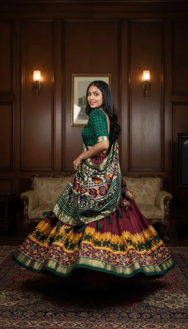 Maroon_Dola_Silk_Patola_Print_Lehenga_Choli_For_Women