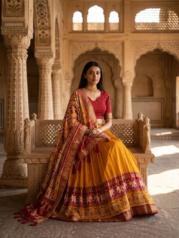 Mustard_Dola_Silk_Patola_Print_Lehenga_Choli_For_Women