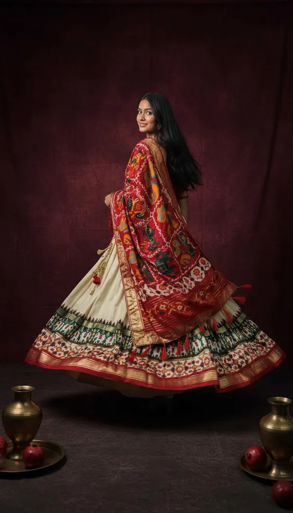 White_Dola_Silk_Patola_Print_Lehenga_Choli_For_Women