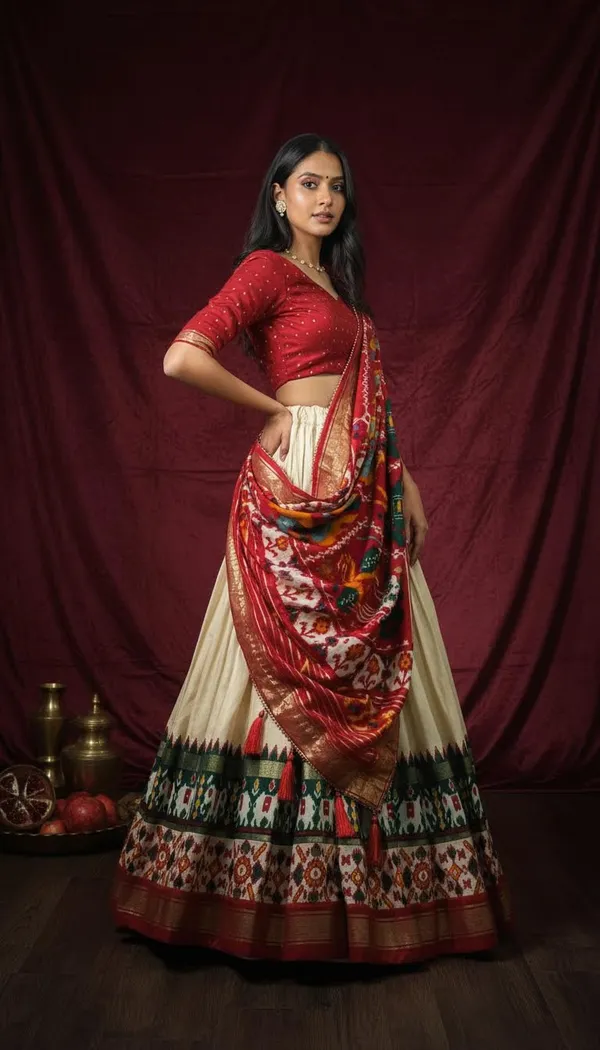 White_Dola_Silk_Patola_Print_Lehenga_Choli_For_Women