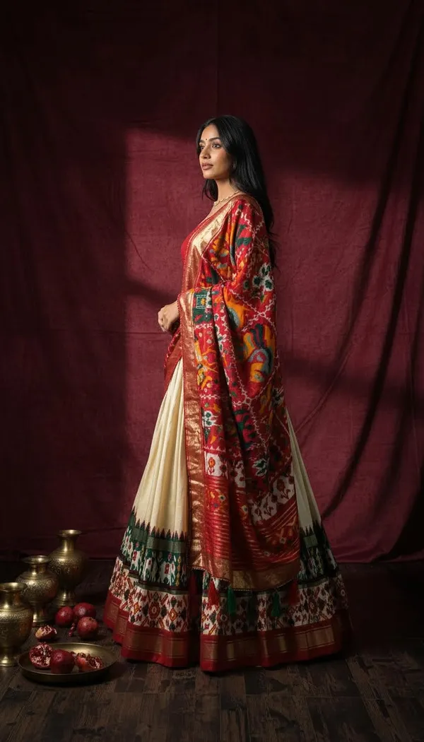 White_Dola_Silk_Patola_Print_Lehenga_Choli_For_Women