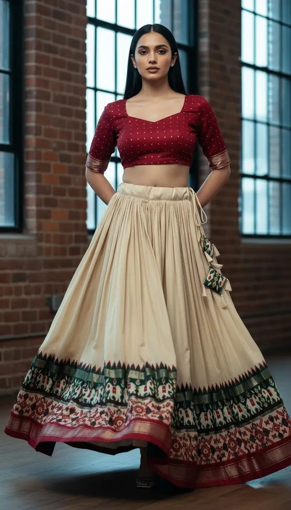 White_Dola_Silk_Patola_Print_Lehenga_Choli_For_Women