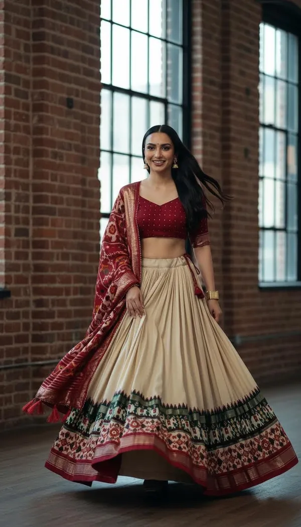 White_Dola_Silk_Patola_Print_Lehenga_Choli_For_Women