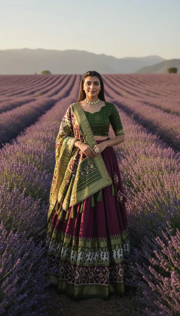Wine_Dola_Silk_Patola_Foil_Print_Lehenga_Choli_For_Women