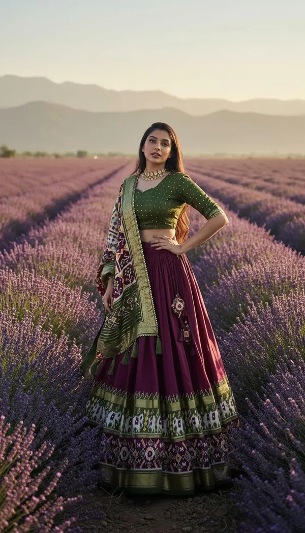 Wine_Dola_Silk_Patola_Foil_Print_Lehenga_Choli_For_Women