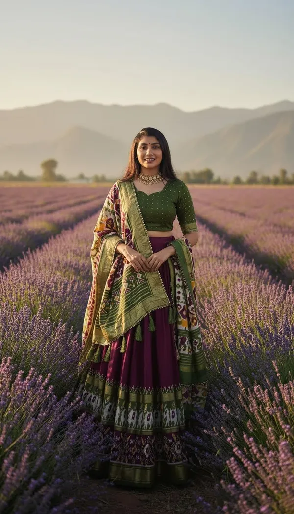 Wine_Dola_Silk_Patola_Foil_Print_Lehenga_Choli_For_Women