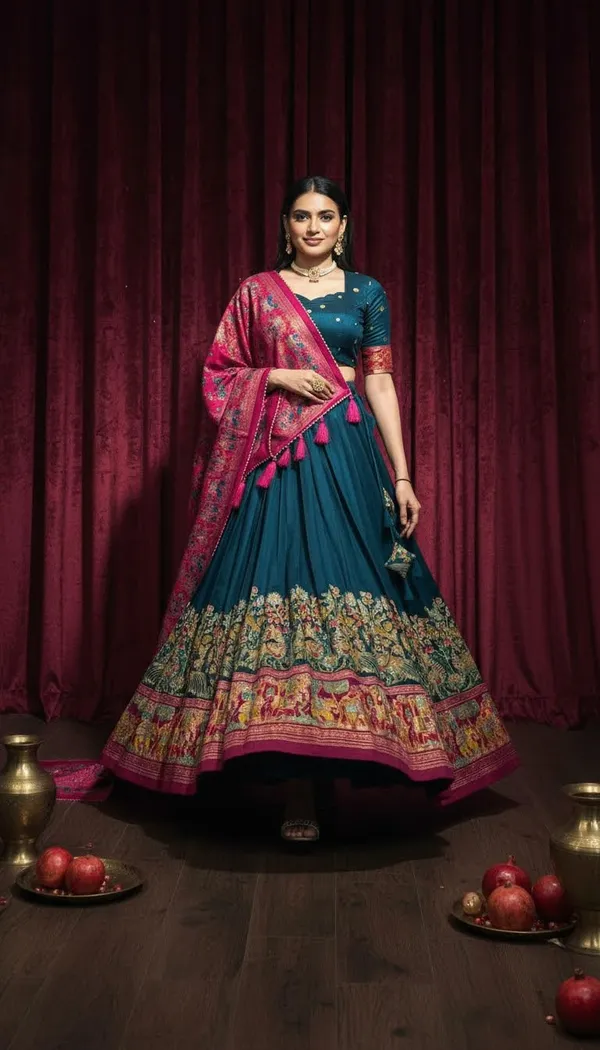 Navy_Blue_Dola_Silk_Patola_Print_Lehenga_Choli_For_Women