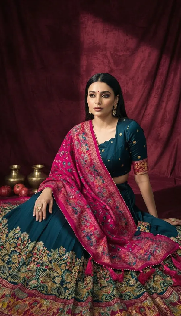 Navy_Blue_Dola_Silk_Patola_Print_Lehenga_Choli_For_Women