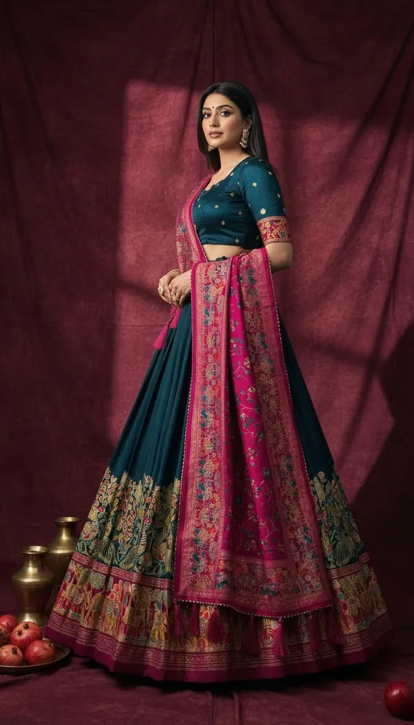 Navy_Blue_Dola_Silk_Patola_Print_Lehenga_Choli_For_Women