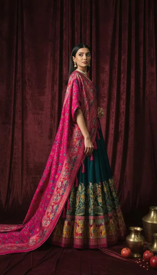 Navy_Blue_Dola_Silk_Patola_Print_Lehenga_Choli_For_Women