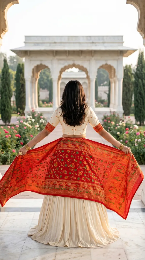 White_Dola_Silk_Patola_Print_Lehenga_Choli_For_Women