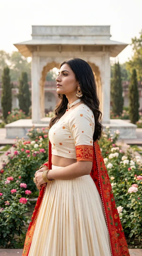 White_Dola_Silk_Patola_Print_Lehenga_Choli_For_Women