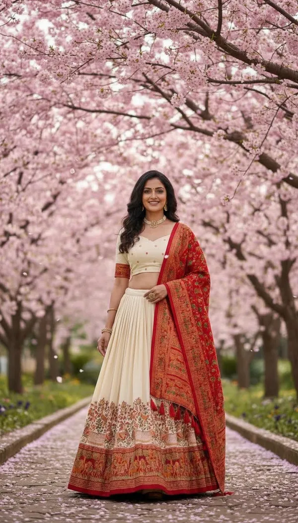 White_Dola_Silk_Patola_Print_Lehenga_Choli_For_Women