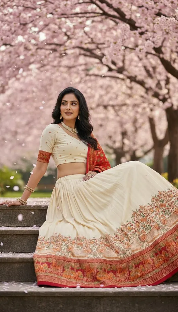 White_Dola_Silk_Patola_Print_Lehenga_Choli_For_Women
