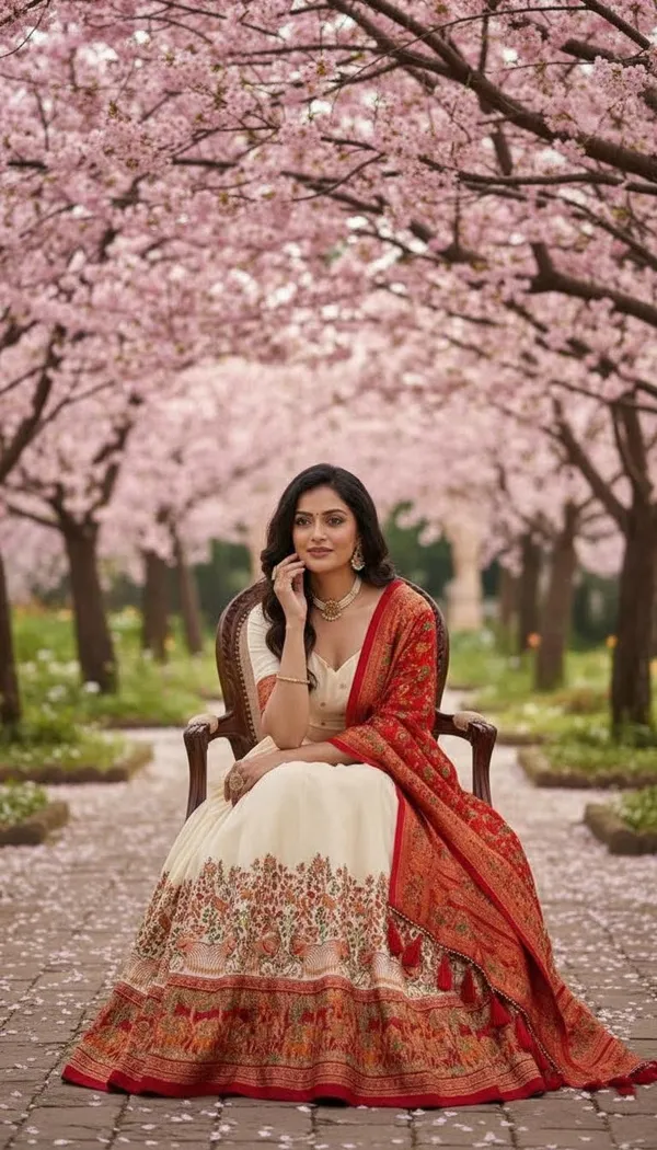 White_Dola_Silk_Patola_Print_Lehenga_Choli_For_Women