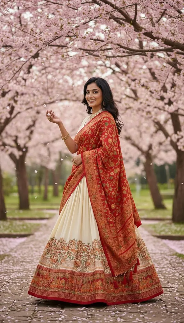 White_Dola_Silk_Patola_Print_Lehenga_Choli_For_Women