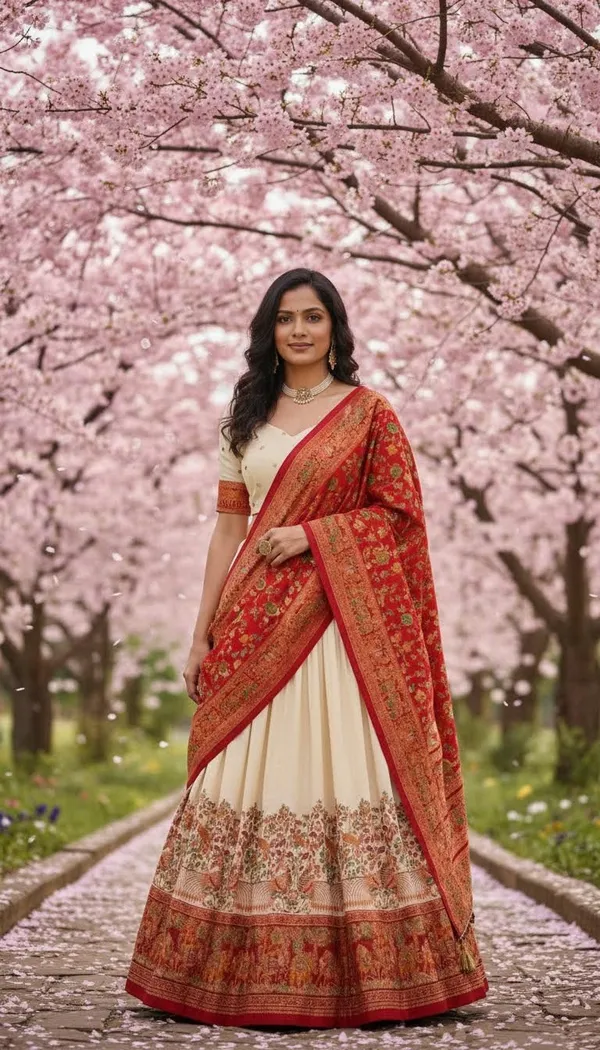 White_Dola_Silk_Patola_Print_Lehenga_Choli_For_Women