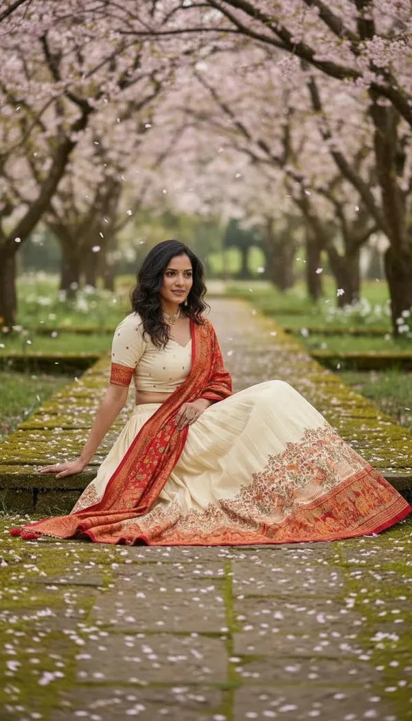 White_Dola_Silk_Patola_Print_Lehenga_Choli_For_Women