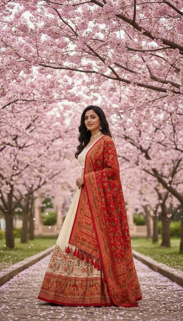 White_Dola_Silk_Patola_Print_Lehenga_Choli_For_Women