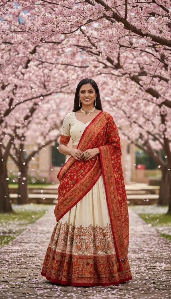 White_Dola_Silk_Patola_Print_Lehenga_Choli_For_Women