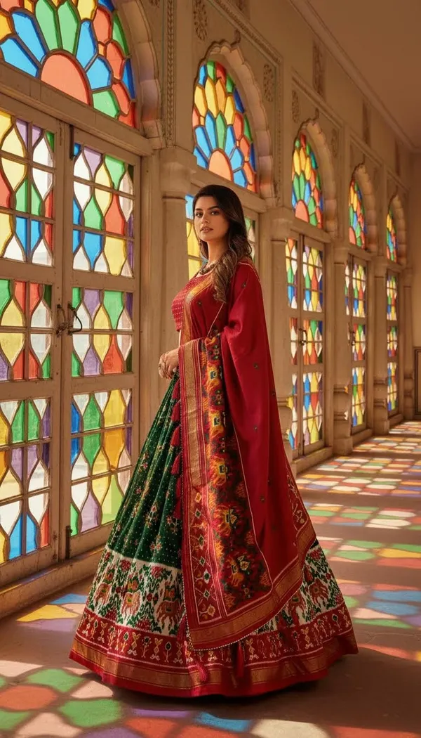 Green_Dola_Silk_Patola_Print_Lehenga_Choli_For_Women