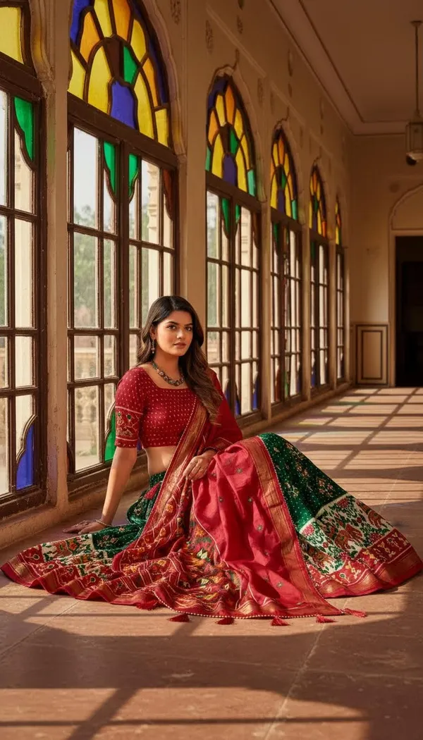 Green_Dola_Silk_Patola_Print_Lehenga_Choli_For_Women