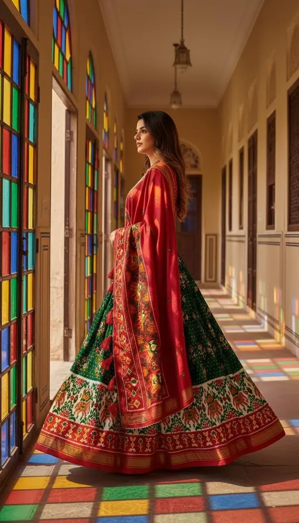 Green_Dola_Silk_Patola_Print_Lehenga_Choli_For_Women