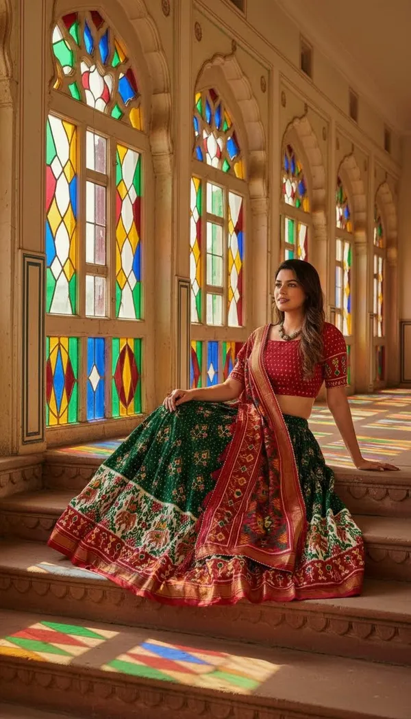 Green_Dola_Silk_Patola_Print_Lehenga_Choli_For_Women
