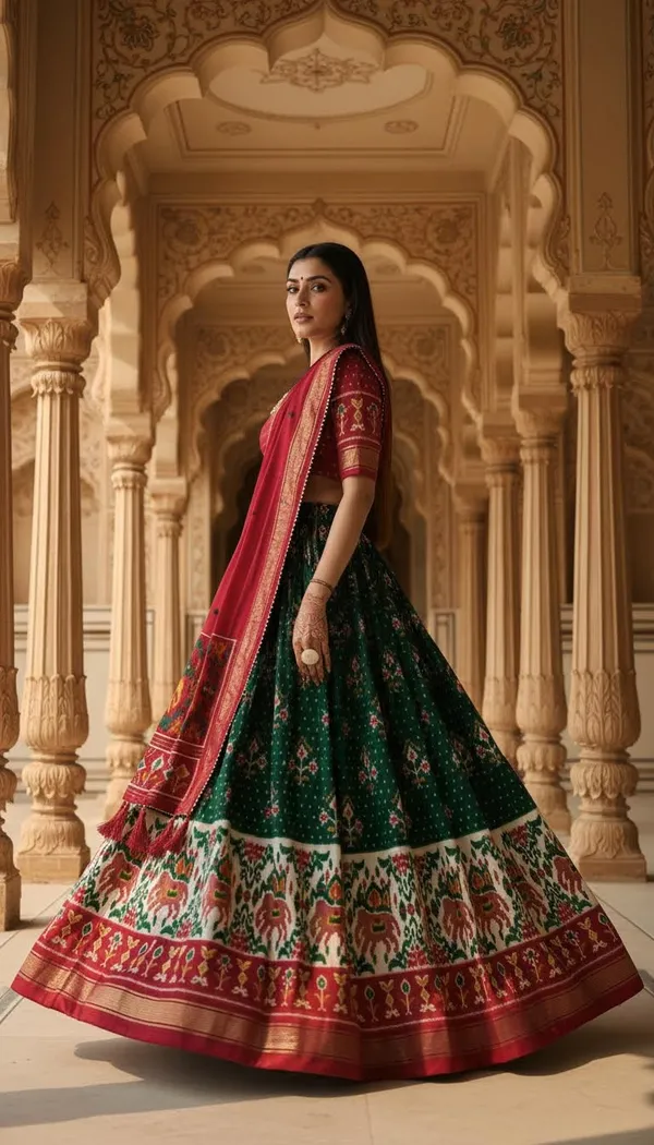 Green_Dola_Silk_Patola_Print_Lehenga_Choli_For_Women