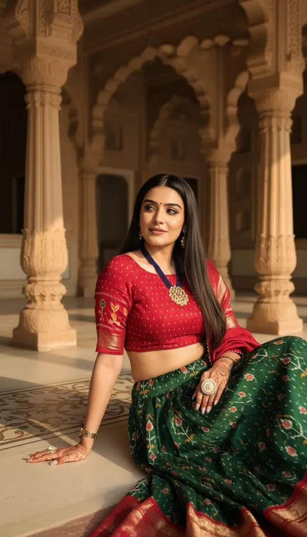 Green_Dola_Silk_Patola_Print_Lehenga_Choli_For_Women
