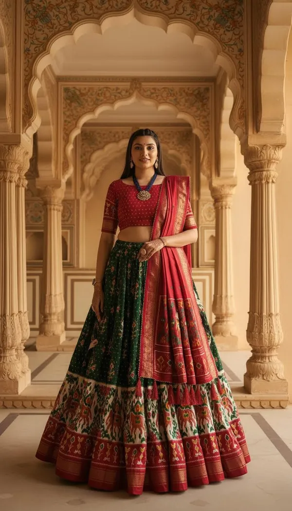 Green_Dola_Silk_Patola_Print_Lehenga_Choli_For_Women