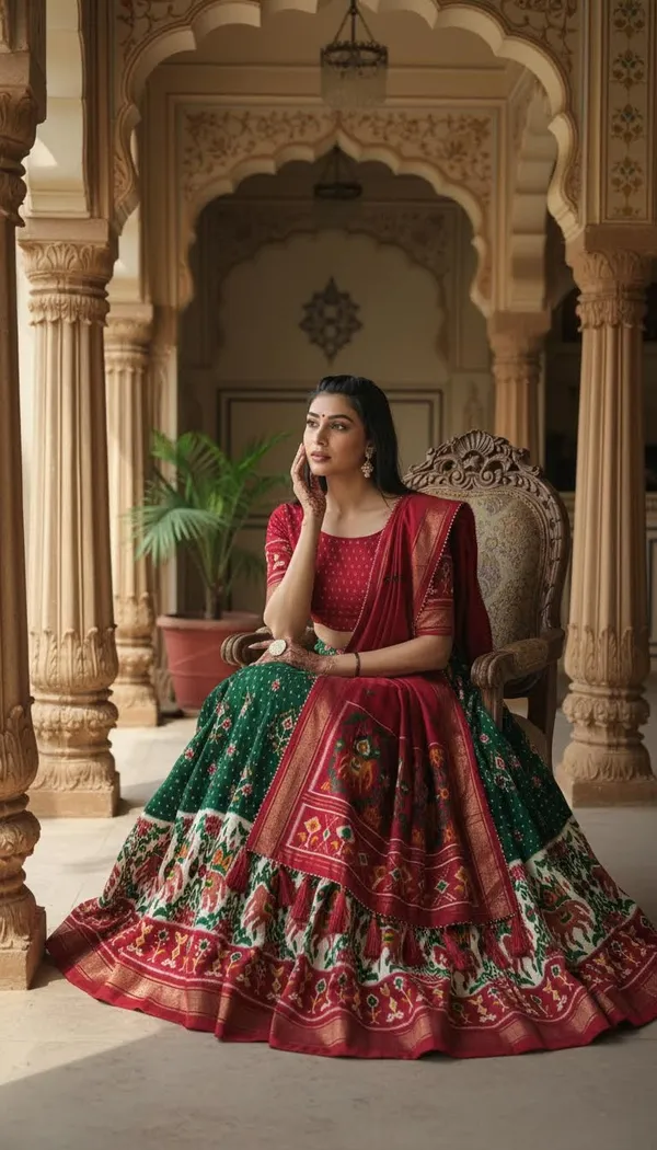 Green_Dola_Silk_Patola_Print_Lehenga_Choli_For_Women