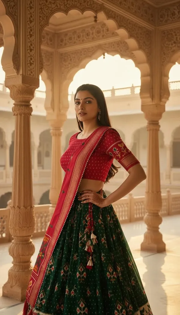 Green_Dola_Silk_Patola_Print_Lehenga_Choli_For_Women