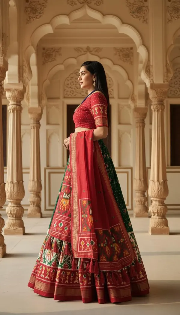 Green_Dola_Silk_Patola_Print_Lehenga_Choli_For_Women