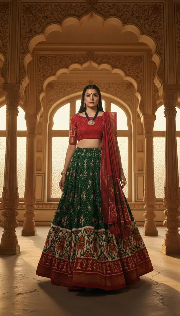 Green_Dola_Silk_Patola_Print_Lehenga_Choli_For_Women