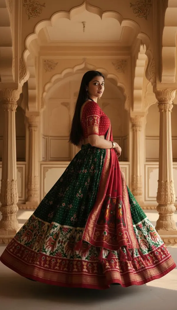 Green_Dola_Silk_Patola_Print_Lehenga_Choli_For_Women