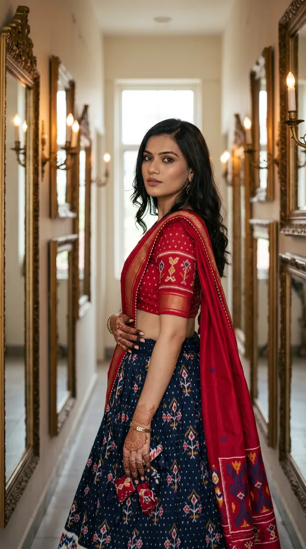 Navy_Blue_Dola_Silk_Patola_Print_Lehenga_Choli_For_Women