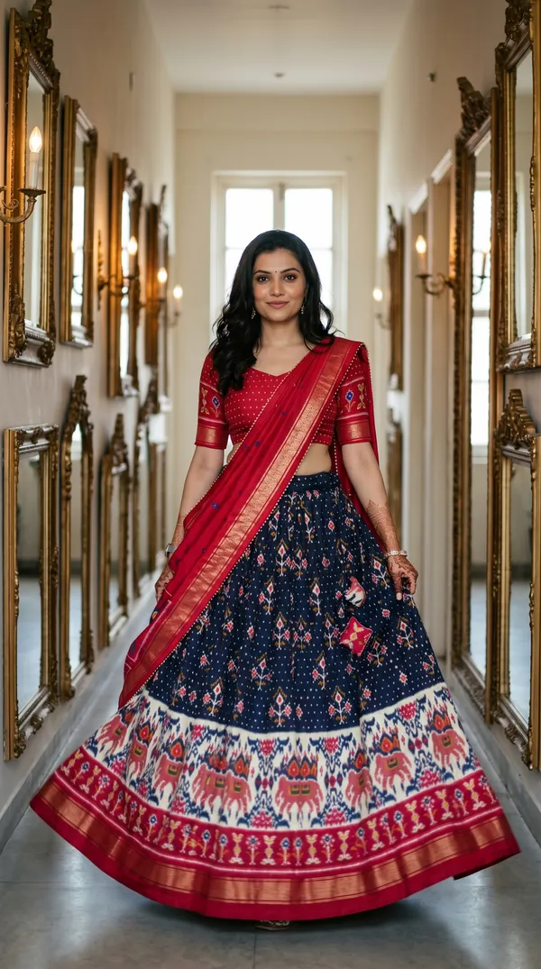 Navy_Blue_Dola_Silk_Patola_Print_Lehenga_Choli_For_Women