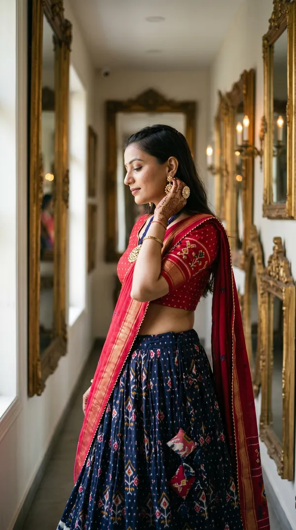 Navy_Blue_Dola_Silk_Patola_Print_Lehenga_Choli_For_Women