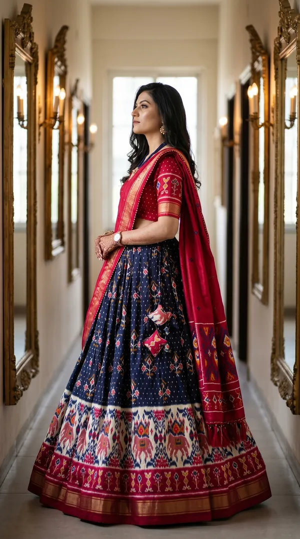 Navy_Blue_Dola_Silk_Patola_Print_Lehenga_Choli_For_Women