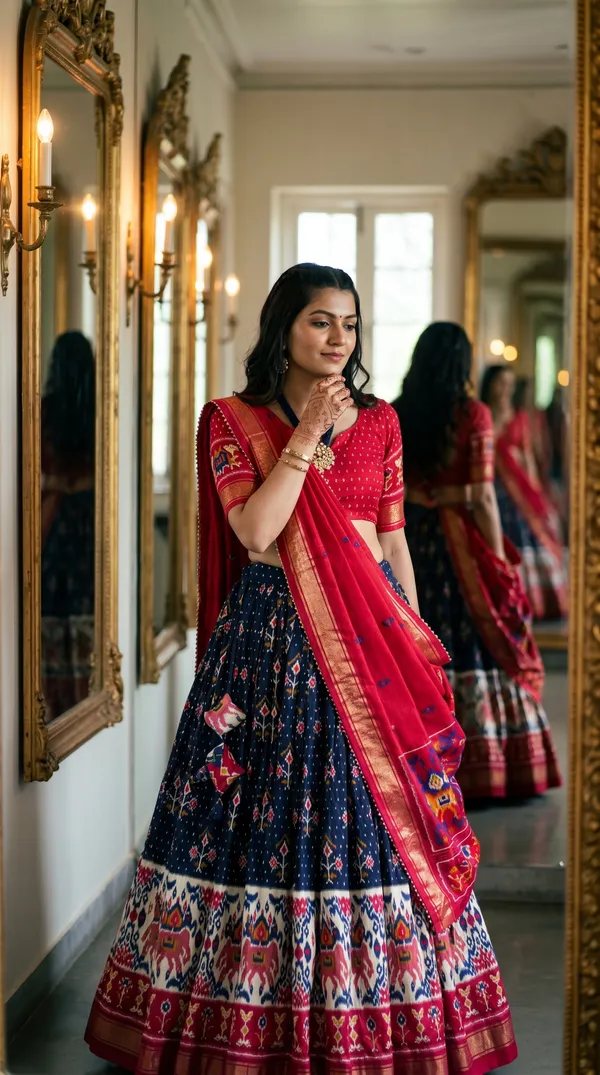 Navy_Blue_Dola_Silk_Patola_Print_Lehenga_Choli_For_Women