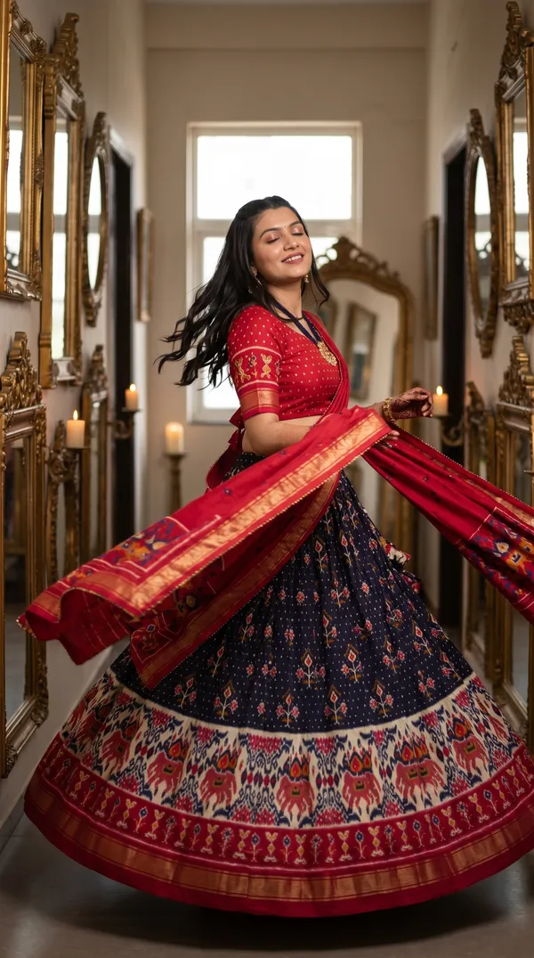 Navy_Blue_Dola_Silk_Patola_Print_Lehenga_Choli_For_Women