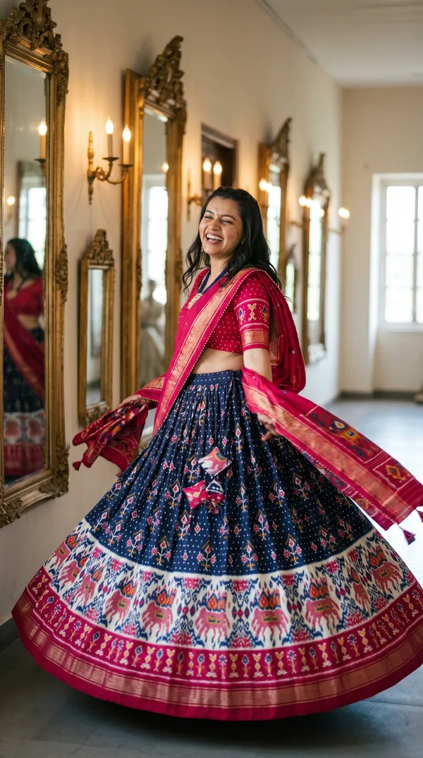 Navy_Blue_Dola_Silk_Patola_Print_Lehenga_Choli_For_Women