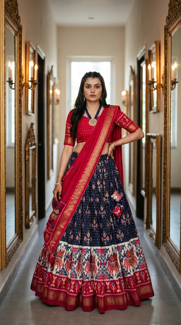 Navy_Blue_Dola_Silk_Patola_Print_Lehenga_Choli_For_Women