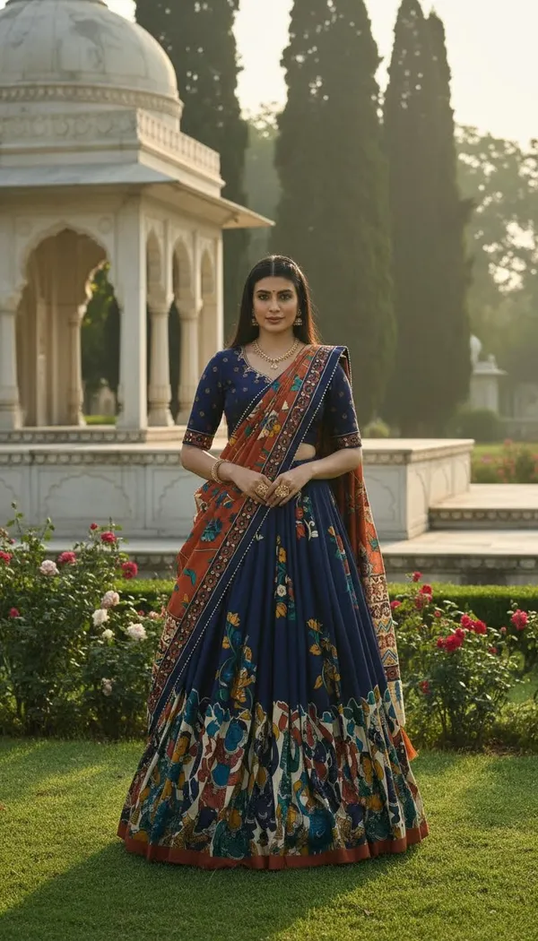 Navy_Blue_Dola_Silk_Patola_Print_Lehenga_Choli_For_Women