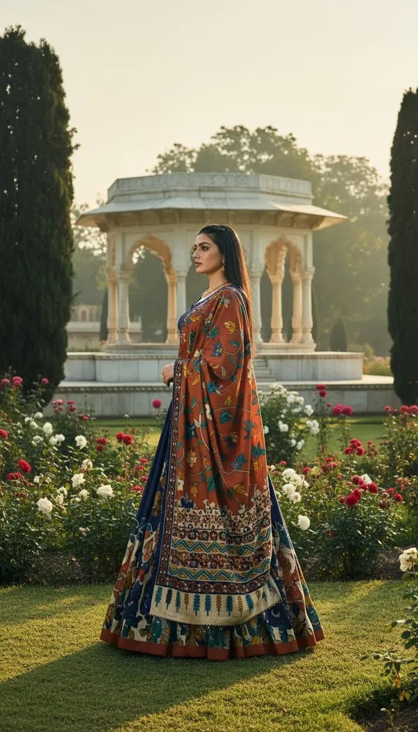 Navy_Blue_Dola_Silk_Patola_Print_Lehenga_Choli_For_Women